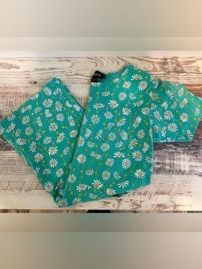 VTG Richard Green Daisy Print Dress With Pockets Medium